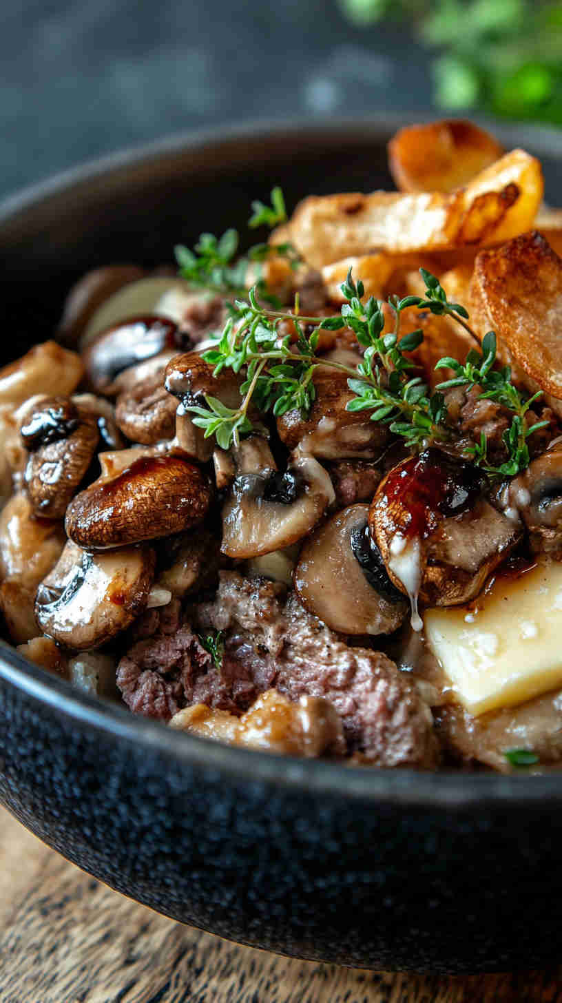 Mushroom Swiss Burger Bowl