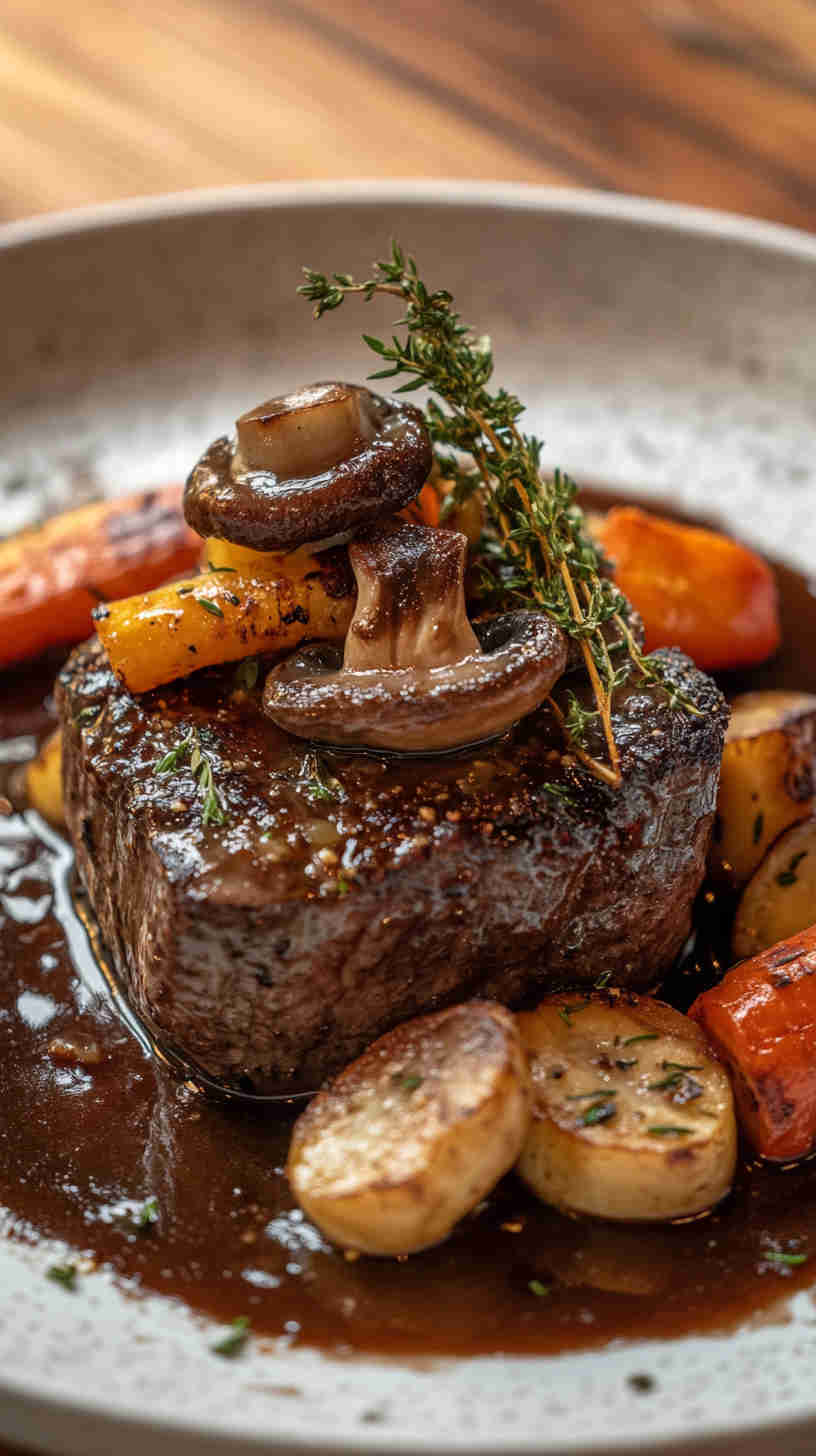 Mushroom and Shallot Au Jus