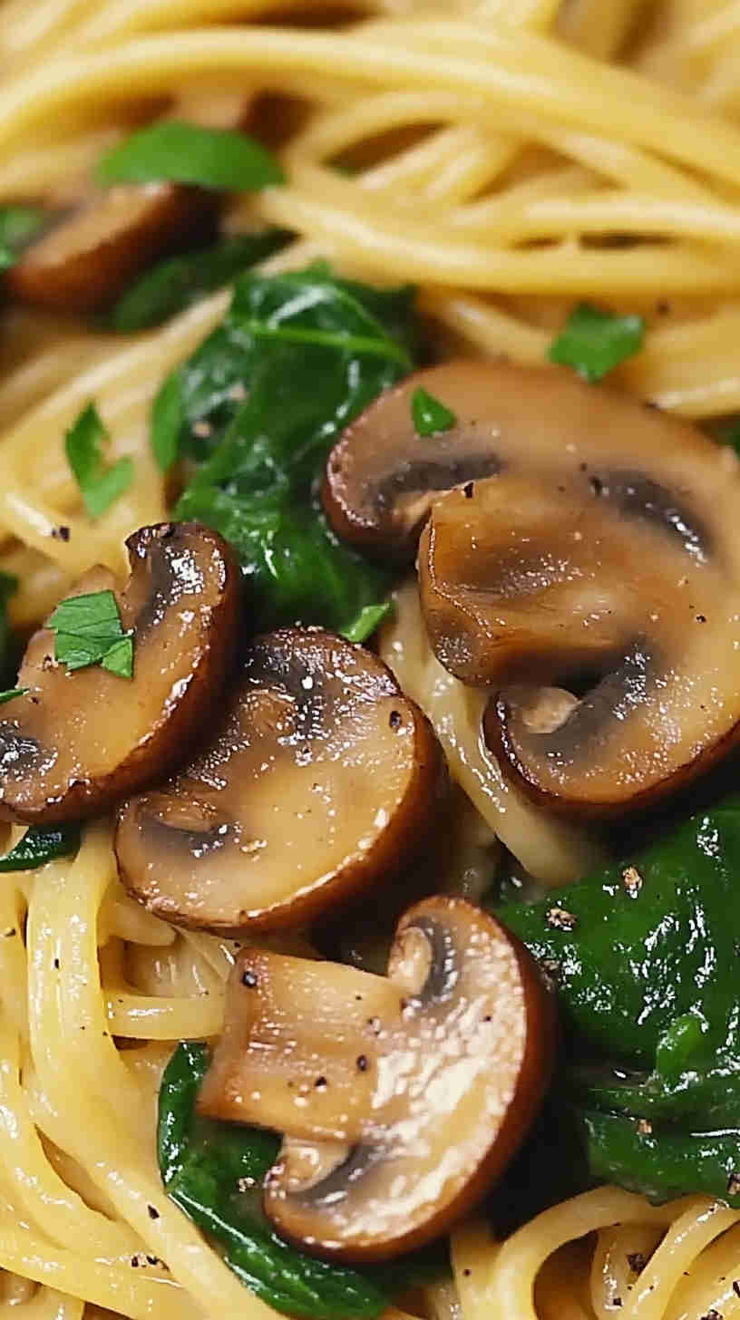 Mushroom and Spinach Aglio Olio