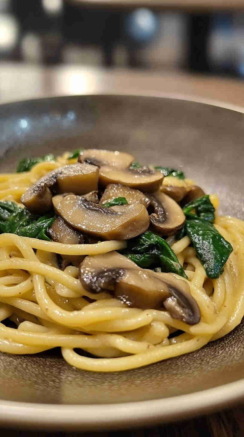 Mushroom and Spinach Aglio Olio