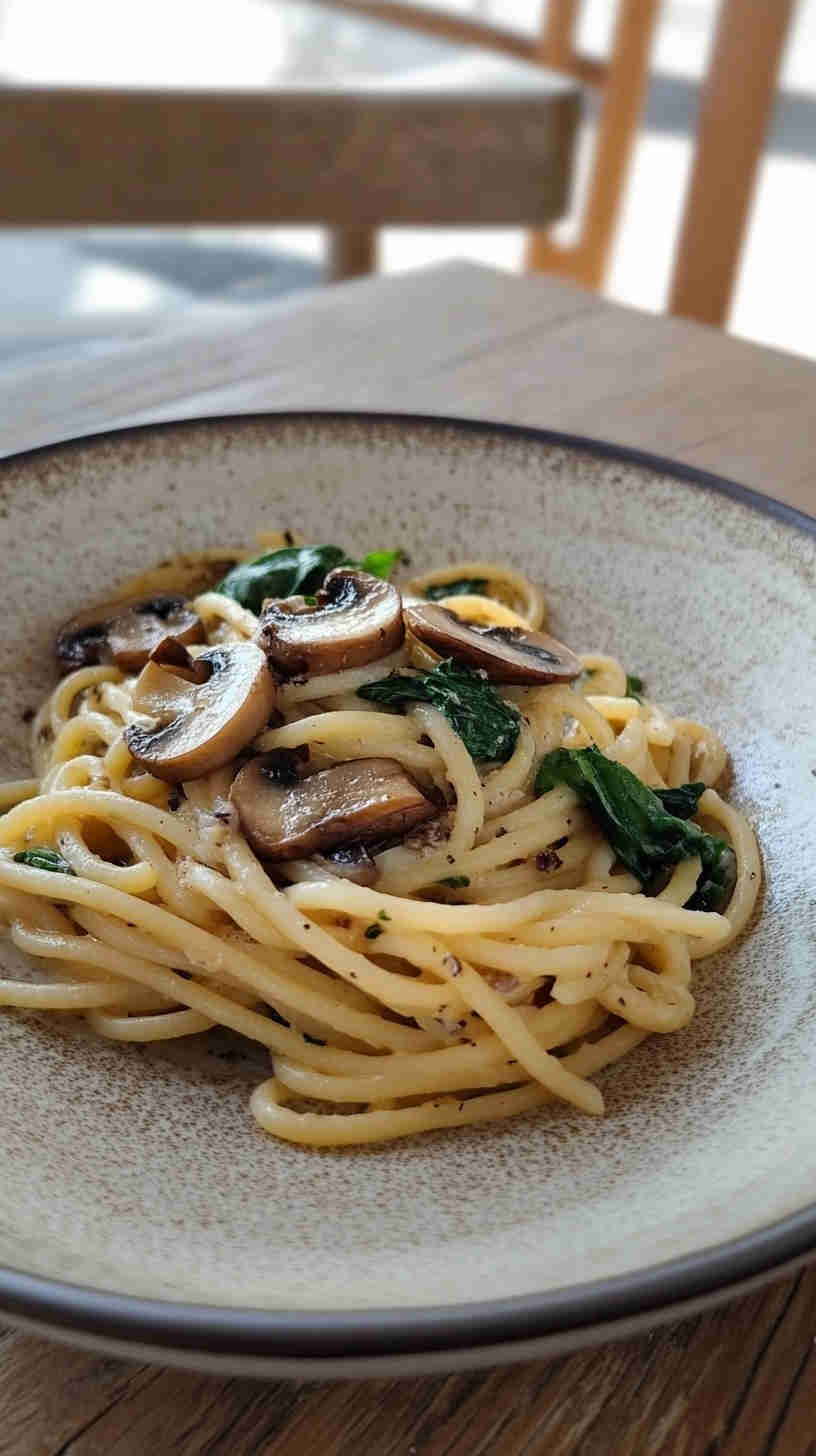 Mushroom and Spinach Aglio Olio