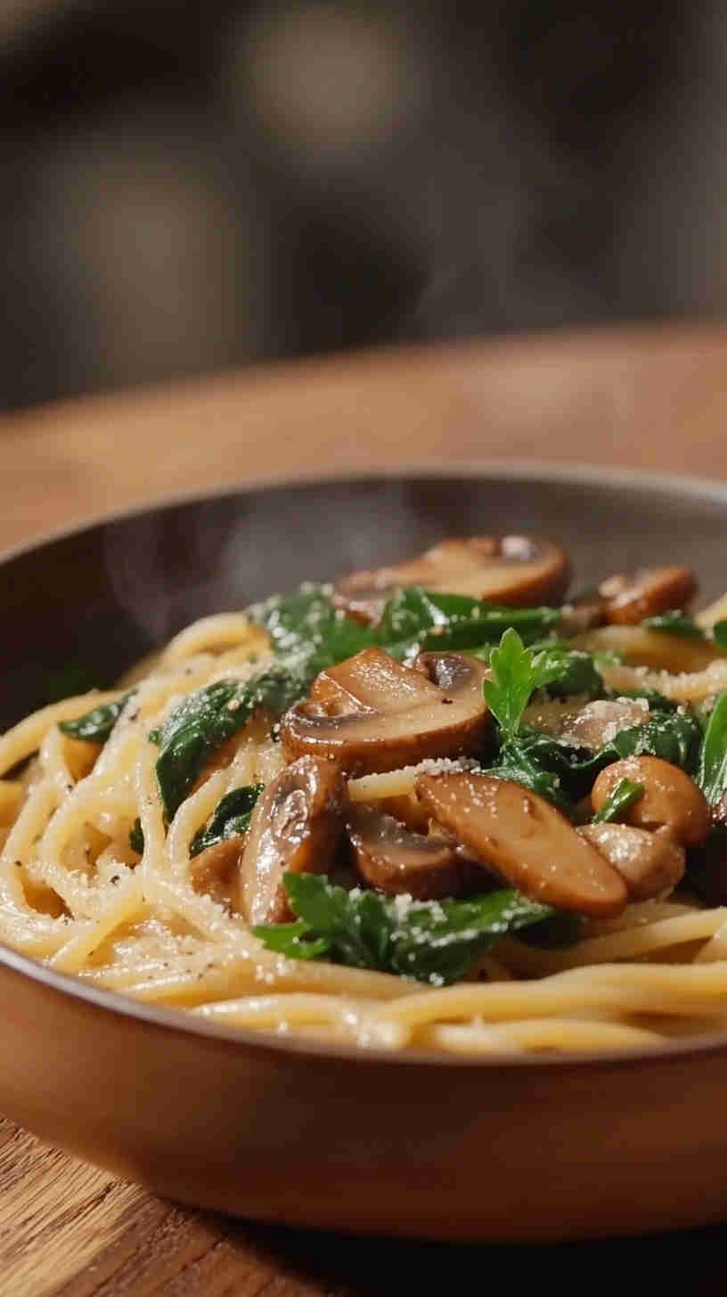 Mushroom and Spinach Aglio Olio
