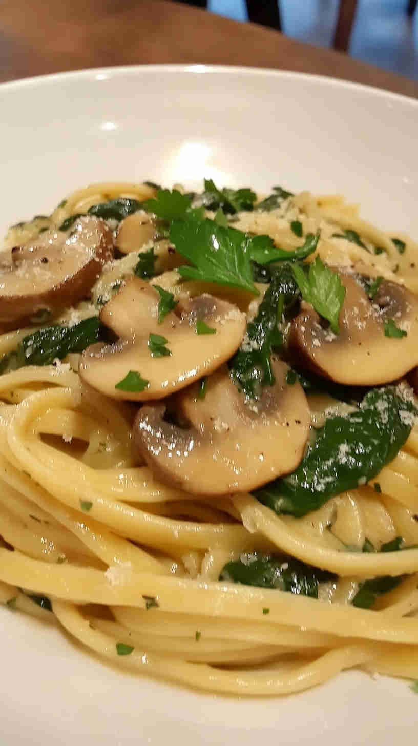 Mushroom and Spinach Aglio Olio