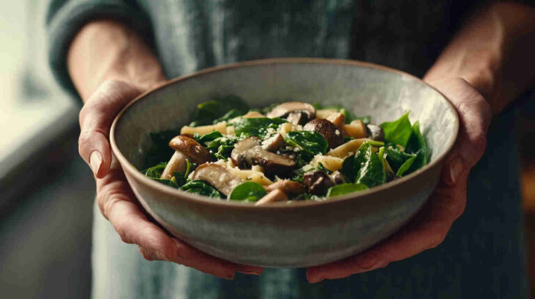 Mushroom and Spinach Aglio Olio