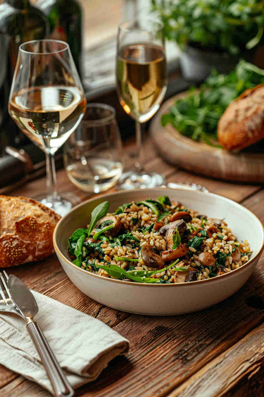 Mushroom and Spinach Brown Rice Pilaf