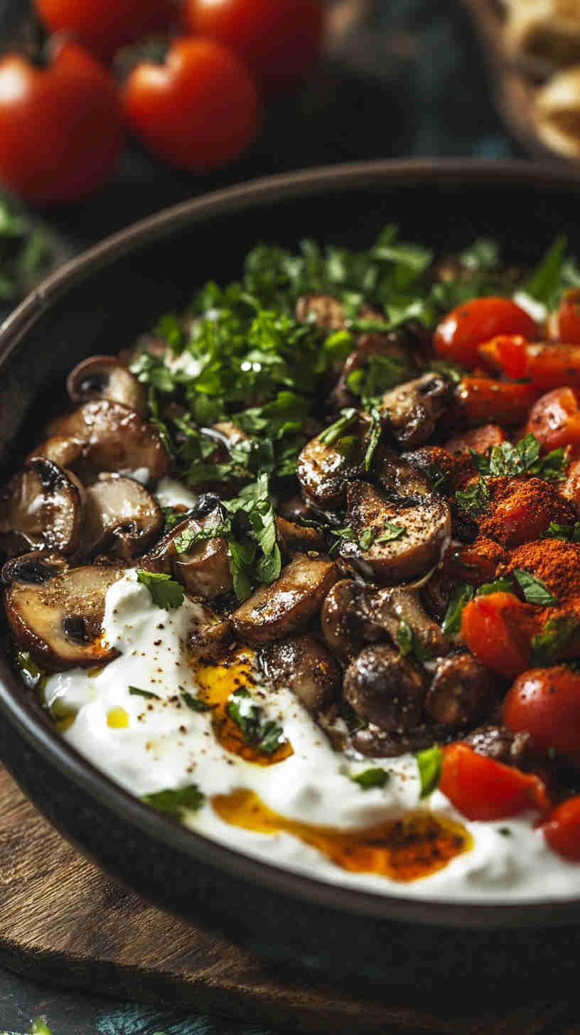 Egyptian Spiced Mushroom Fatteh Recipe