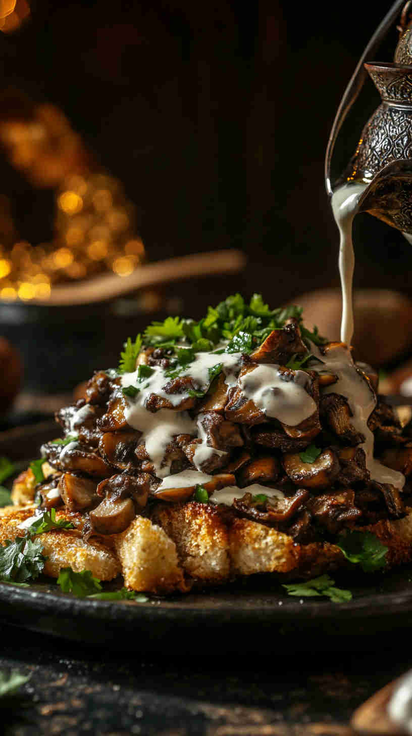 Egyptian Spiced Mushroom Fatteh Recipe