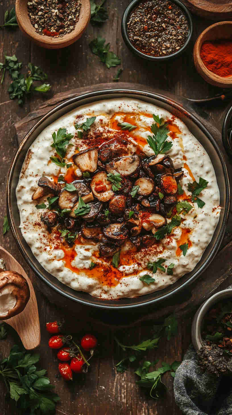 Egyptian Spiced Mushroom Fatteh Recipe