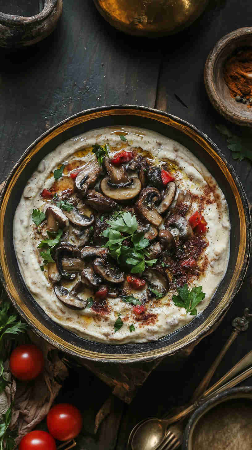 Egyptian Spiced Mushroom Fatteh Recipe