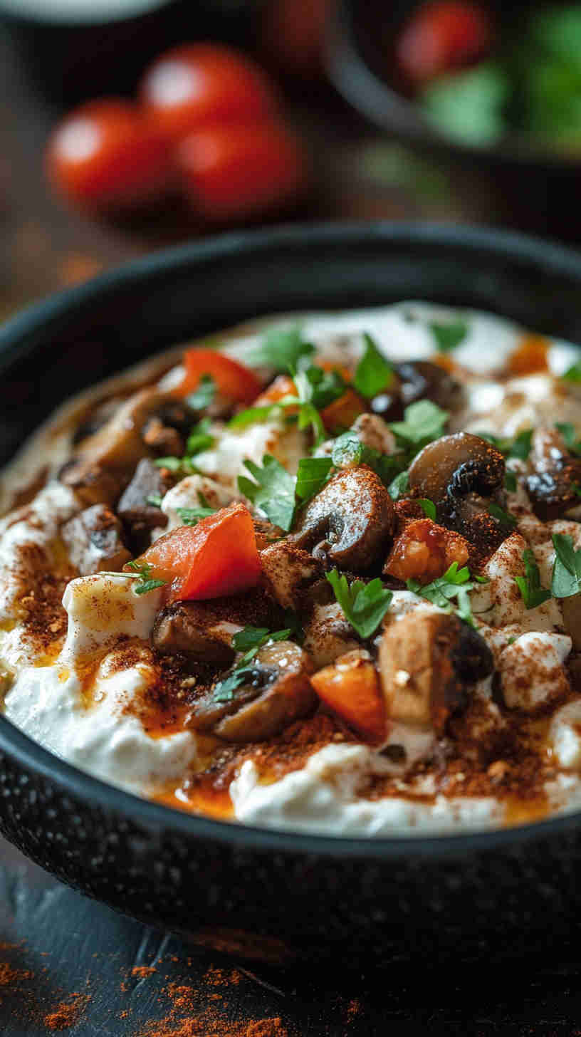 Egyptian Spiced Mushroom Fatteh Recipe