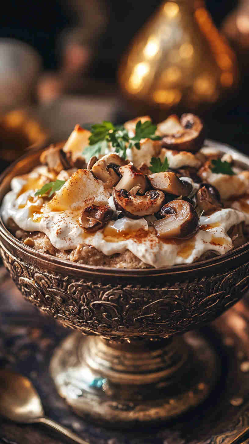 Egyptian Spiced Mushroom Fatteh Recipe