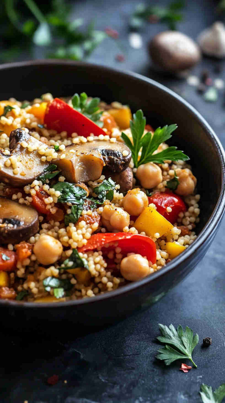 Moroccan Mushroom and Chickpea Couscous Recipe